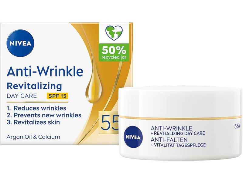 NIVEA Tagescrème Anti-Falten 55  50 ml Gesichtscreme vitalisiert anspruchsvolle, reife Haut und mildert Falten sichtbar