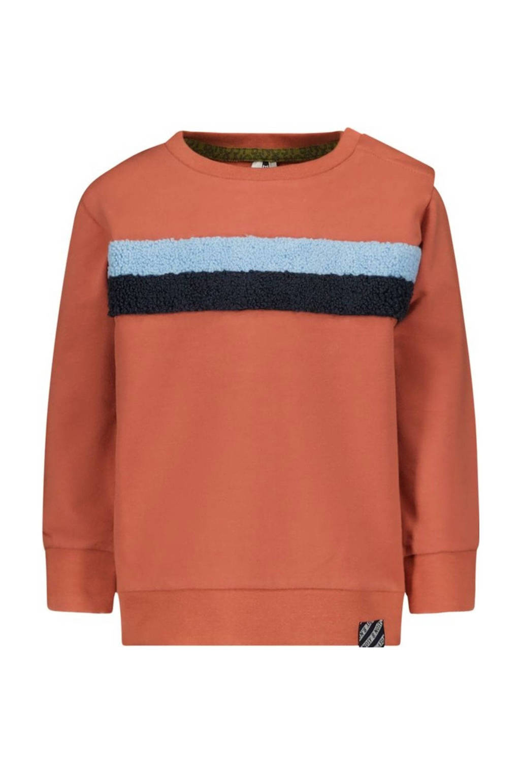 B.Nosy baby sweater Samson met printopdruk en 3D applicatie brique/multicolor