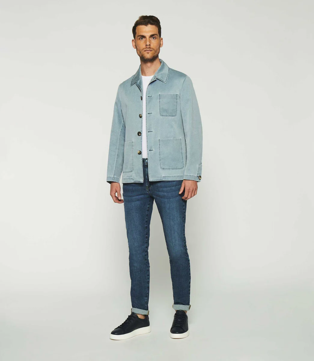 Veste en coton lin bleue AQUA