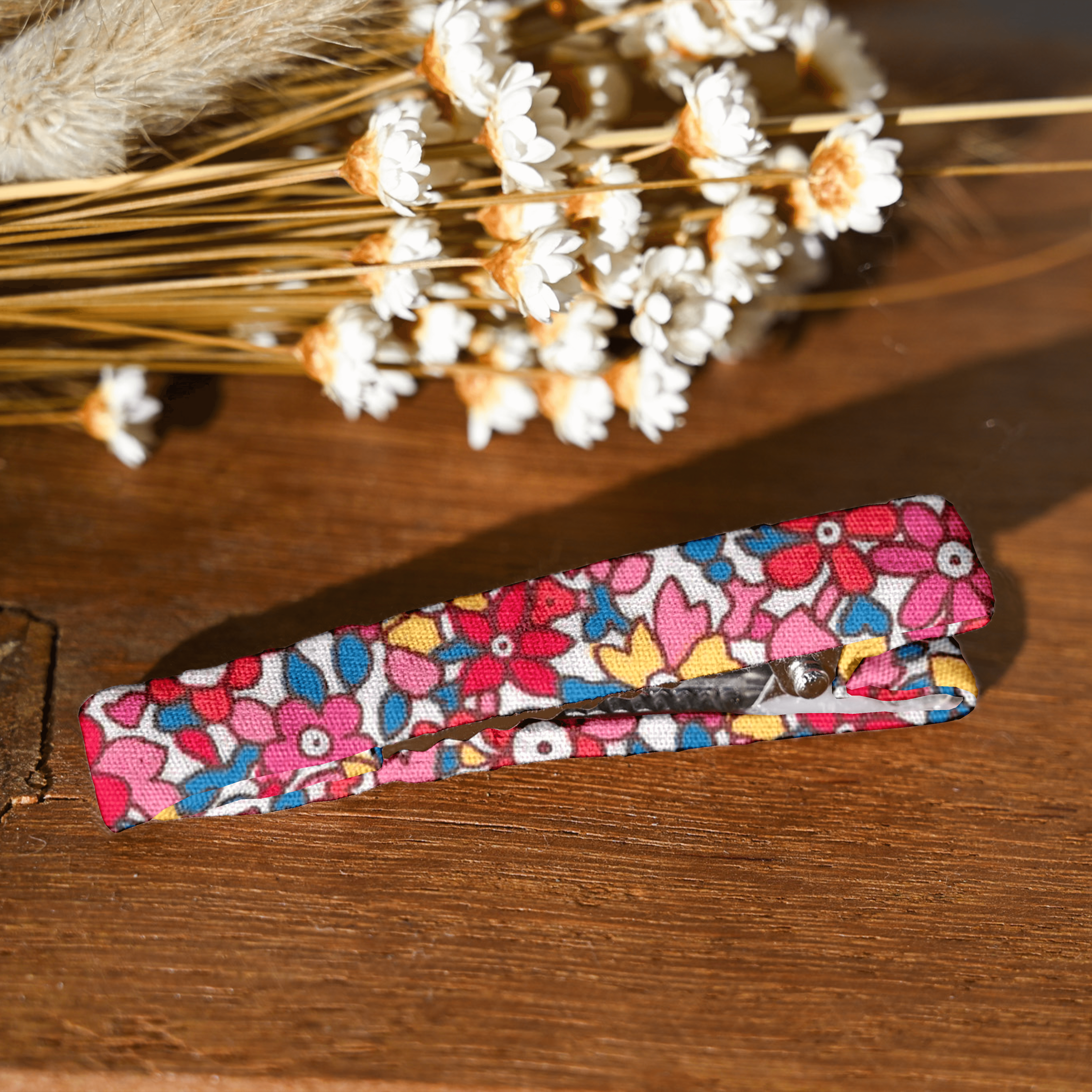 Barrette Croco Tissu Cocktail De Fleurs