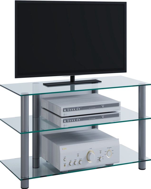 VCM - Sindas - TV Meubel - Aluminium - Glas - 3 Planken