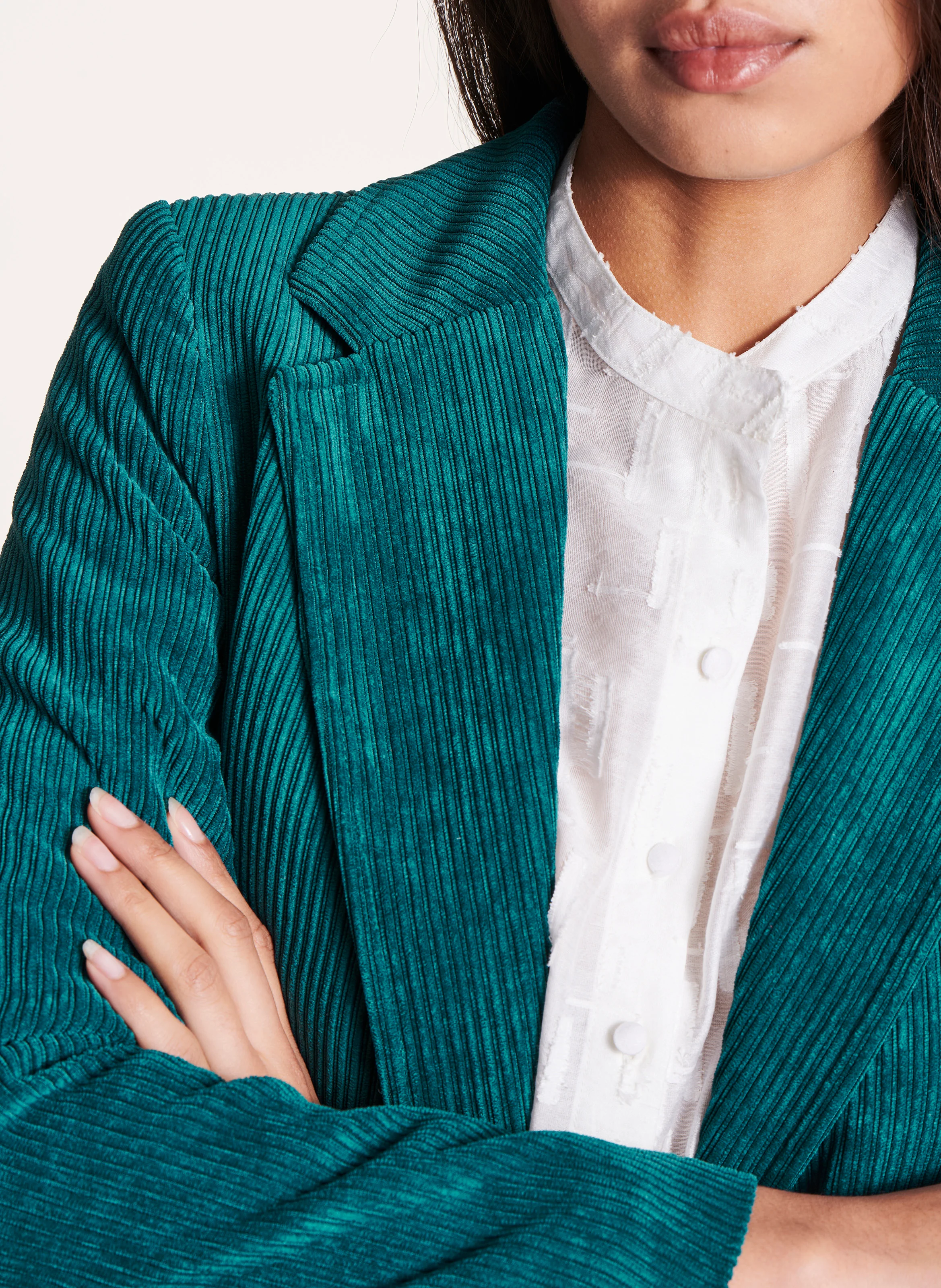 Veste de tailleur côtelé | Bleu