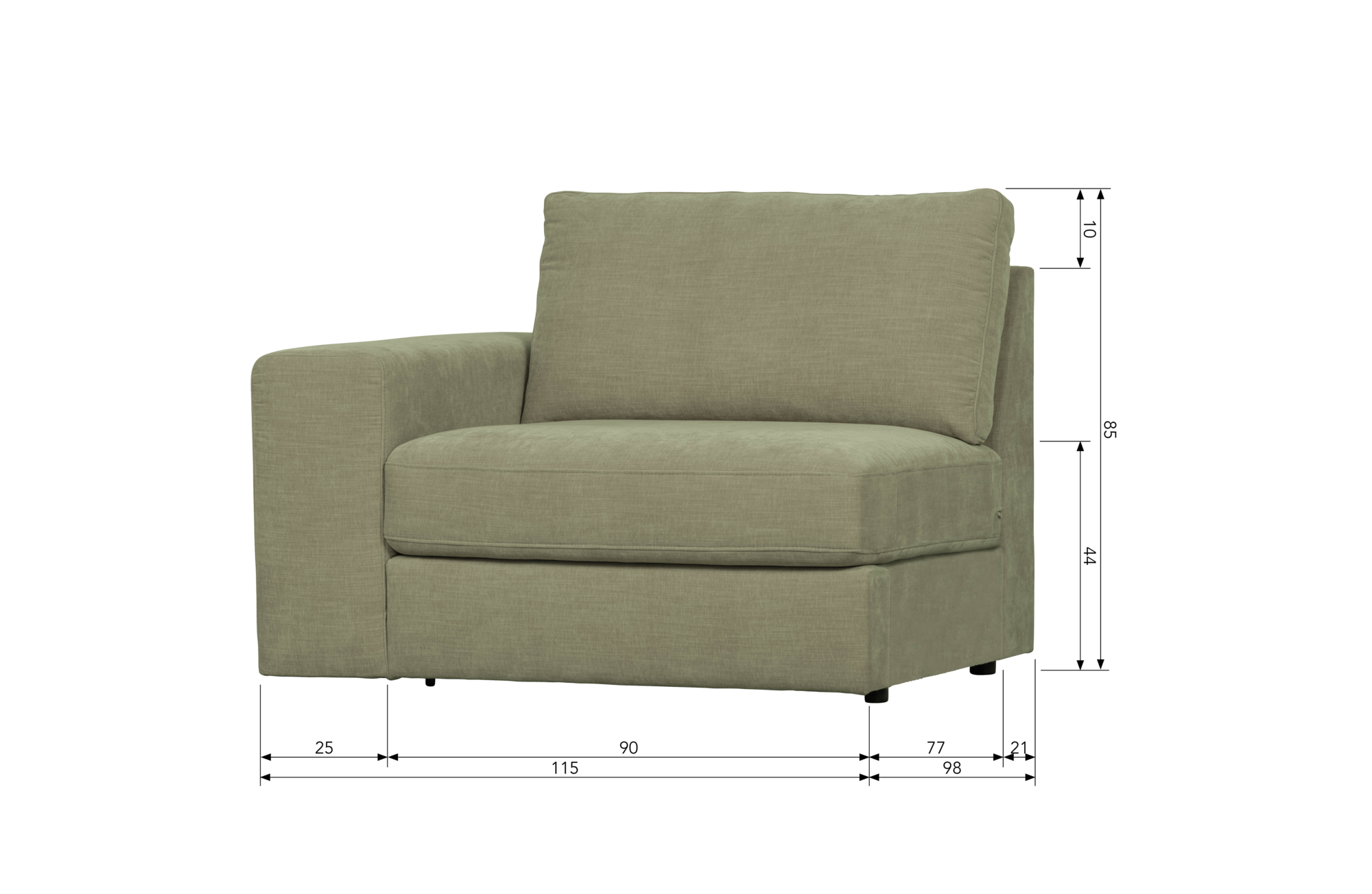 vtwonen 1-zits element Family met arm links Family 1-zits Element Met Arm Links - Groen