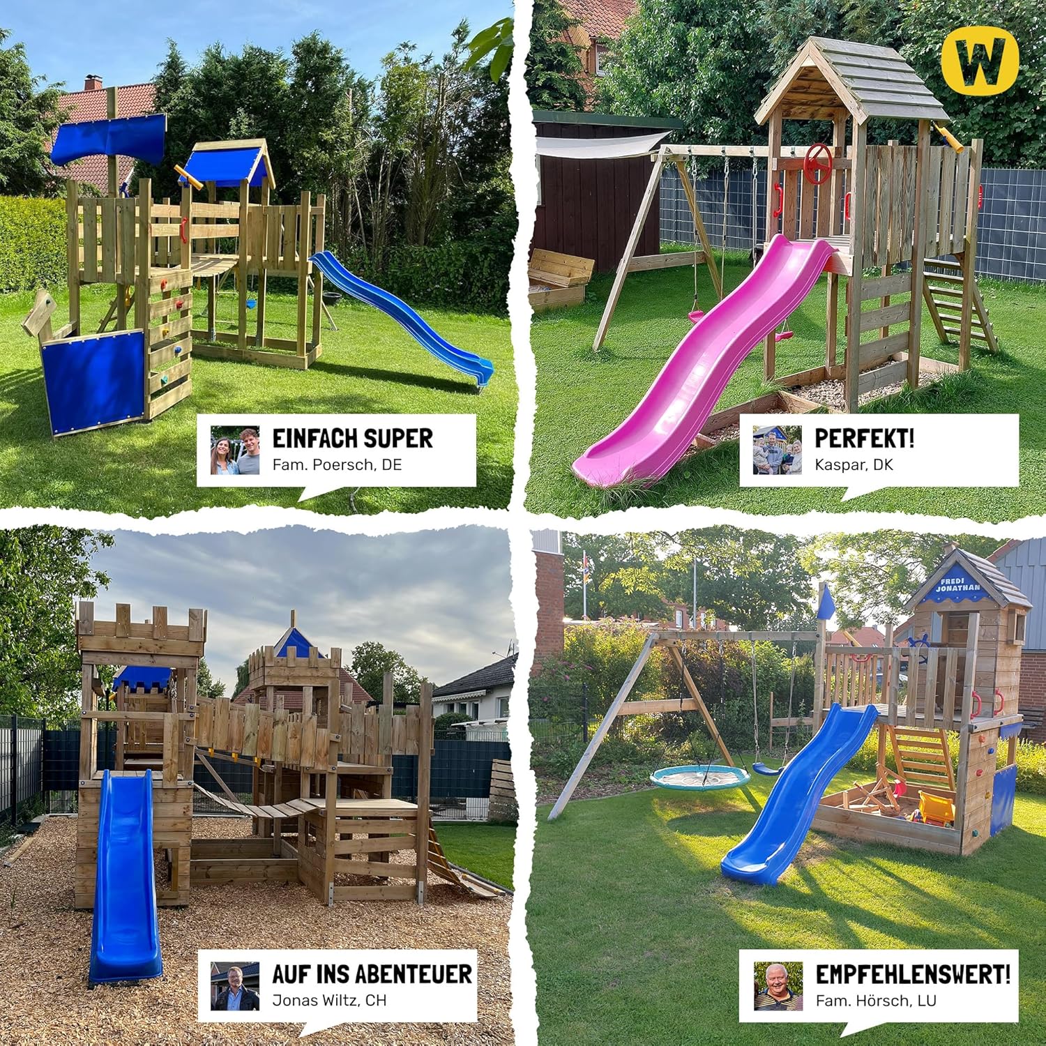 Wickey Spielturm Klettergerüst MultiFlyer Light, Schaukel & Blauer Rutsche, Outdoor Kinder Kletterturm mit Sandkasten, Leiter & Spiel-Zubehör für den Garten