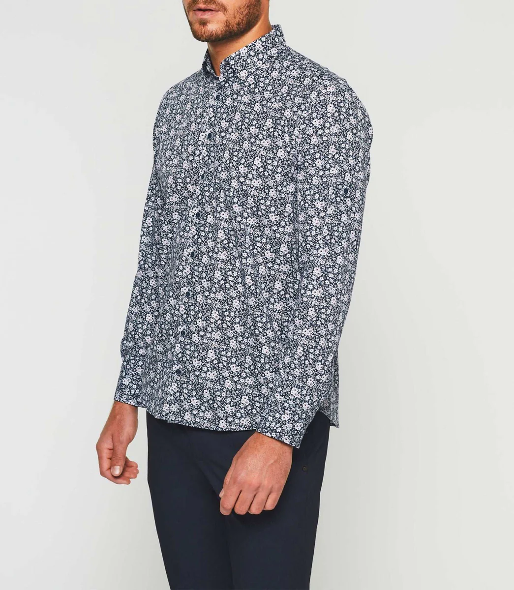 Chemise imprimée marine 