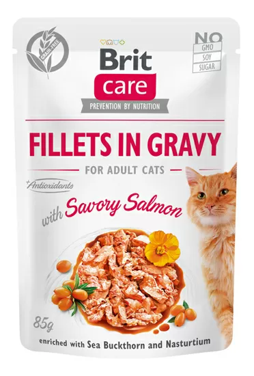 Brit Care Cat vådfoder m. laks i sovs - 85 g.