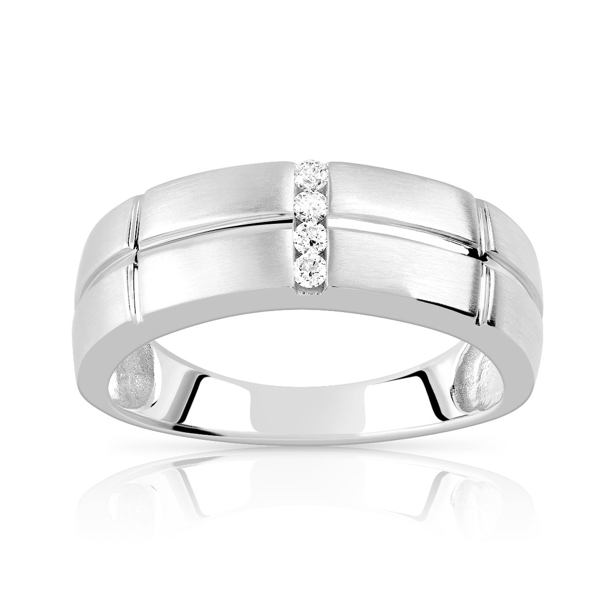 Chevaliere or 750 blanc diamant