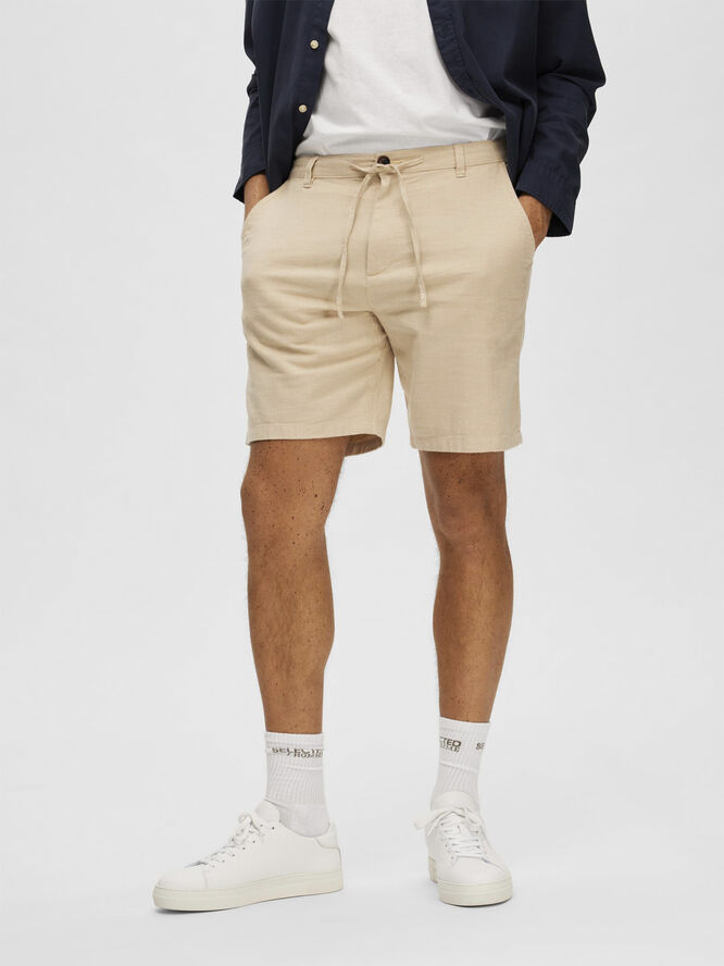 Selected Homme SLHCOMFORT-BRODY LINEN SHORTS W NOO Incense/mixed w. oatmeal