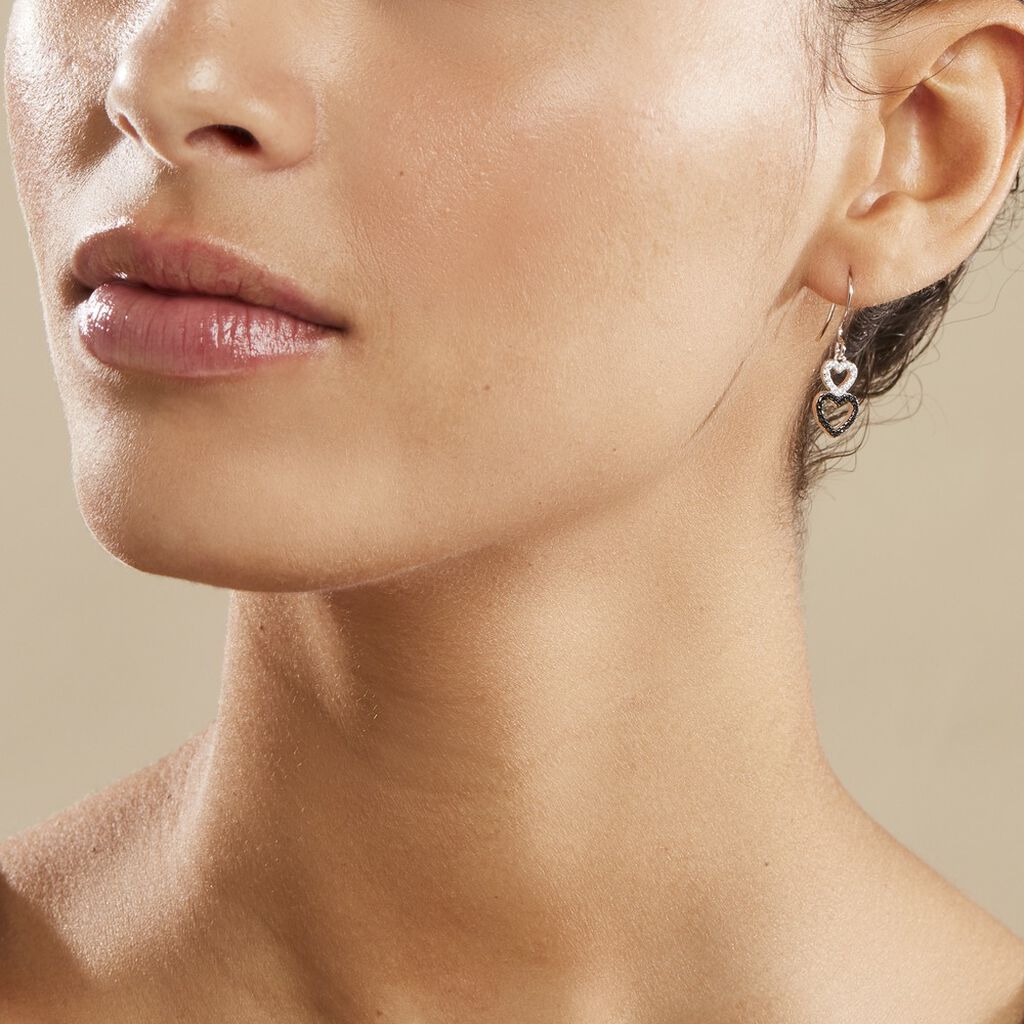 Boucles D'oreilles Pendantes Lio Argent Blanc Oxyde De Zirconium