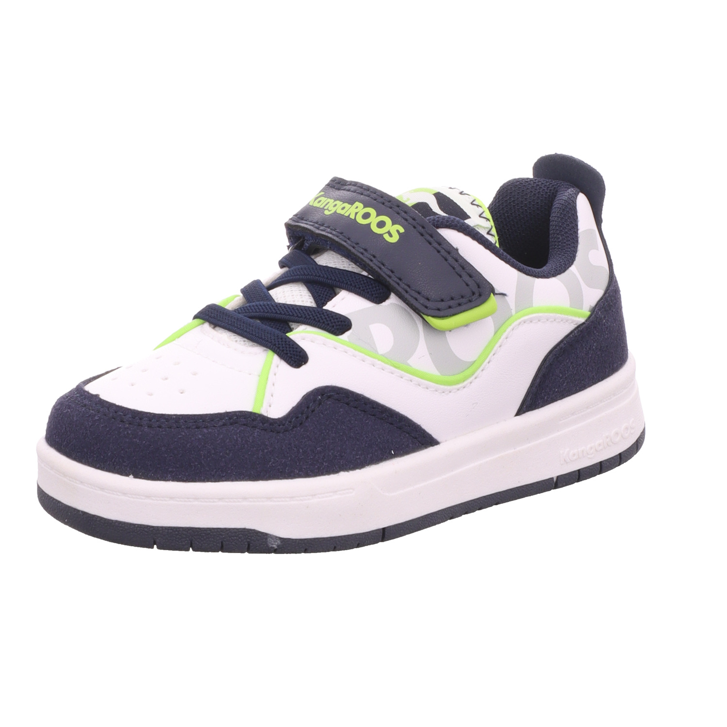 KangaROOS Kinder-Jungen Sneaker-Slipper-Klettschuh K-CP Allets EV Weiß-Blau-Gelb