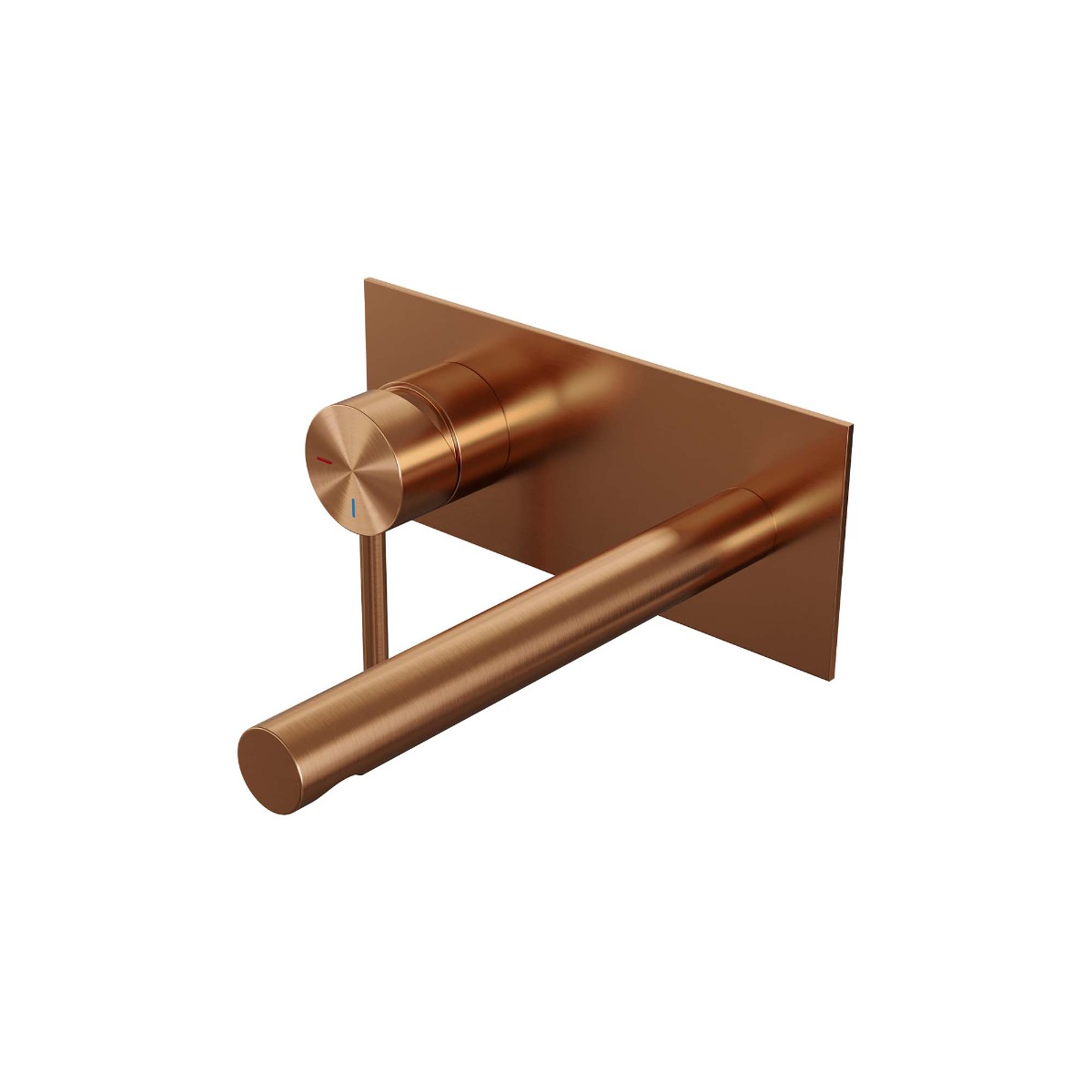 Brauer Copper Edition ColdStart wastafelkraan inbouw rechte uitloop met achterplaat model A2 koper geborsteld PVD