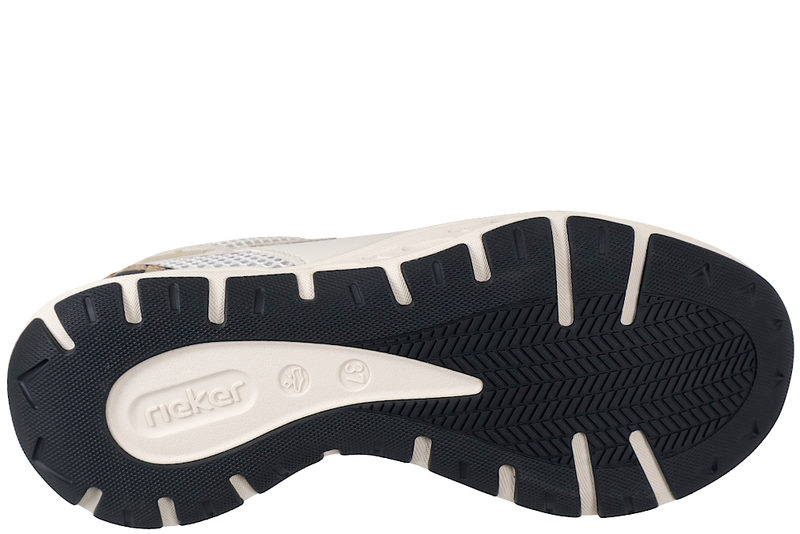 RIEKER LEOPARD SKO I BEIGE TEKSTIL OG PU