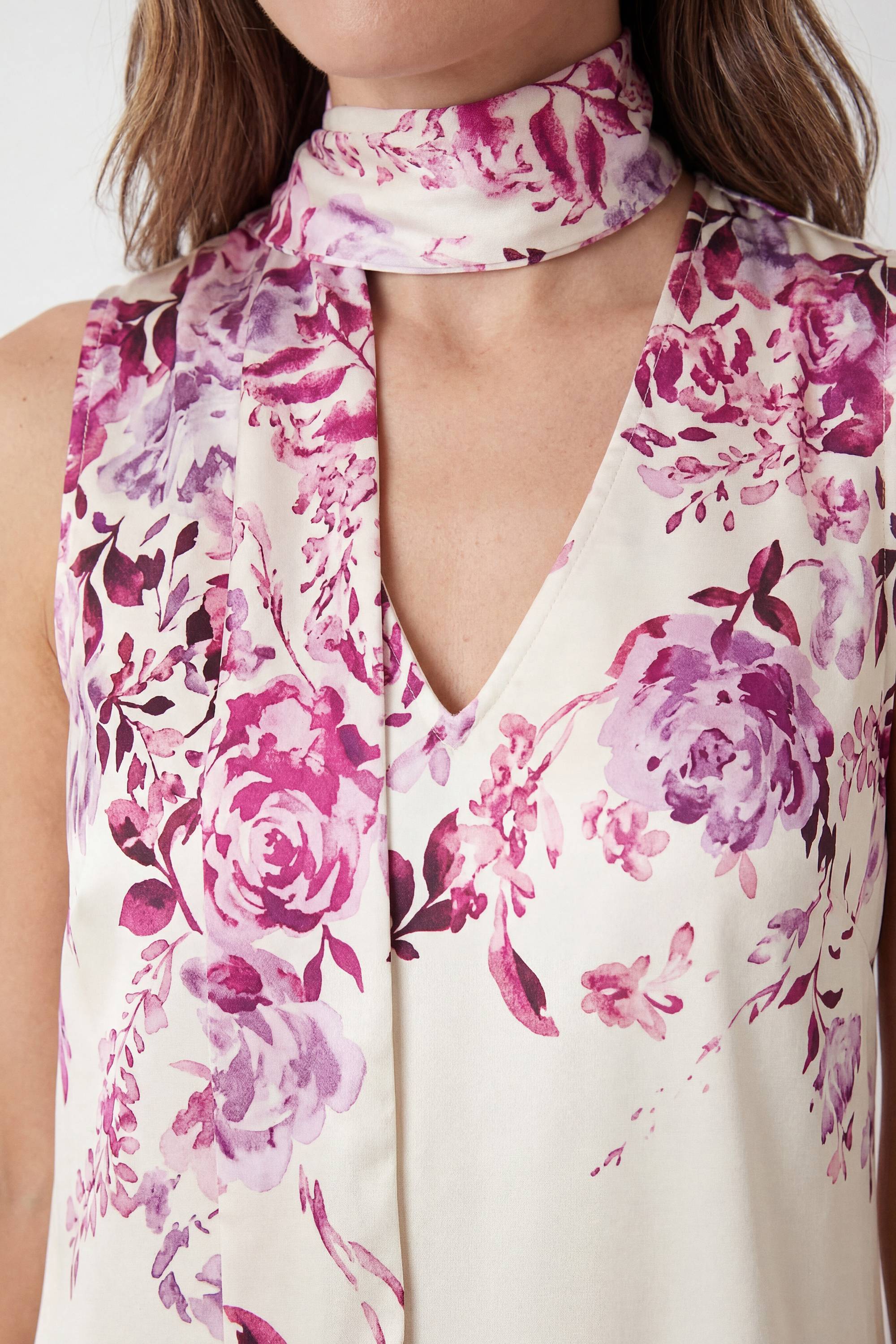 Wallis Robe Midi En Satin Fleuri Avec Foulard Petite