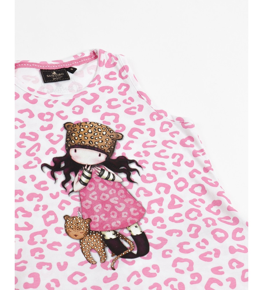 Pijama sem mangas Santoro Purrrrfect Love rosa