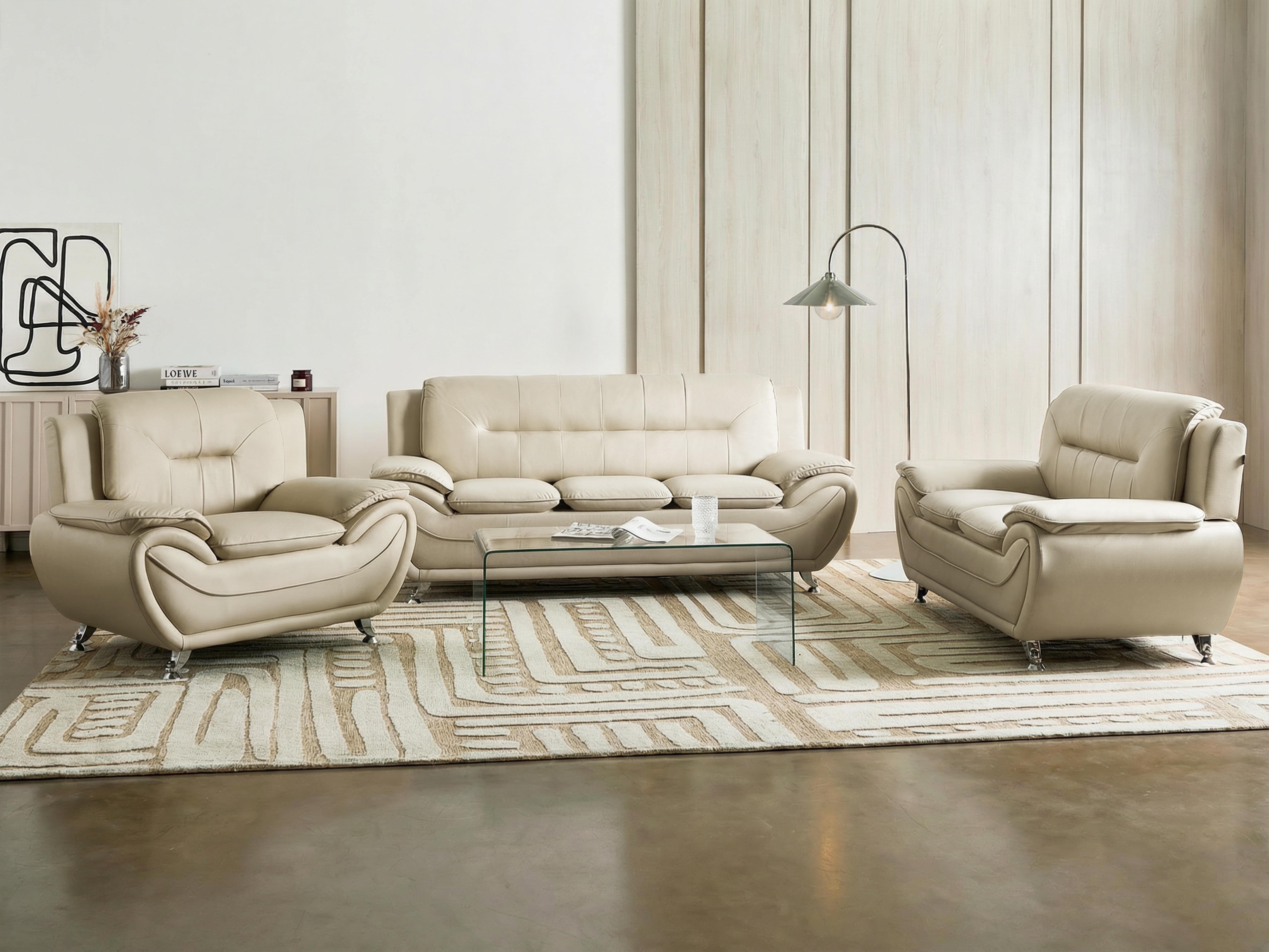 Bankenset 6-zits LEIRA Kunstleer Beige