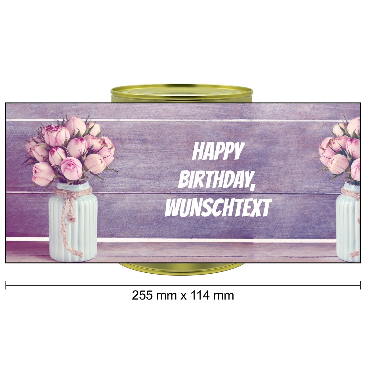 Personalisierte Geschenkdose - Teddybär (Motiv: Vintage Blumen)