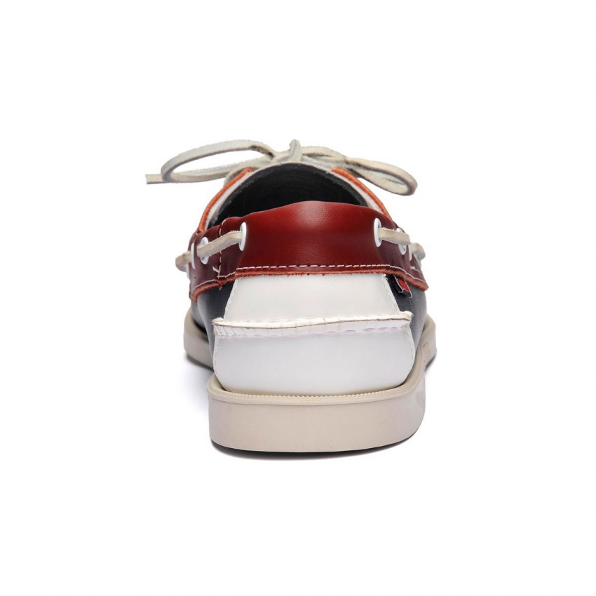 SPINNAKER CUIR Navy / Red / White-Chaussures bateau bicolore pour homme en cuir marine et rouge-blanc Portland