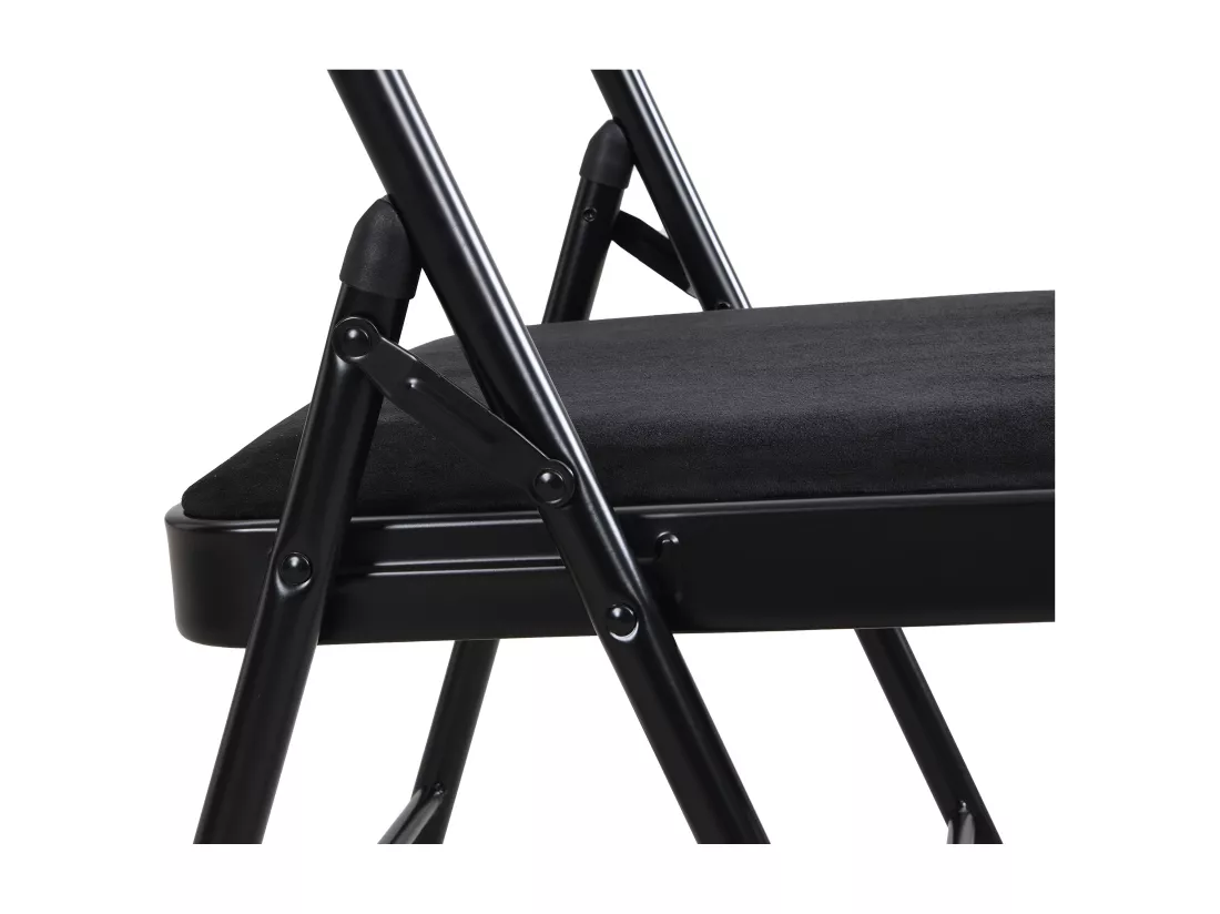 Lot de 2 chaises pliantes en velours et métal - Noir - ORTENSIA