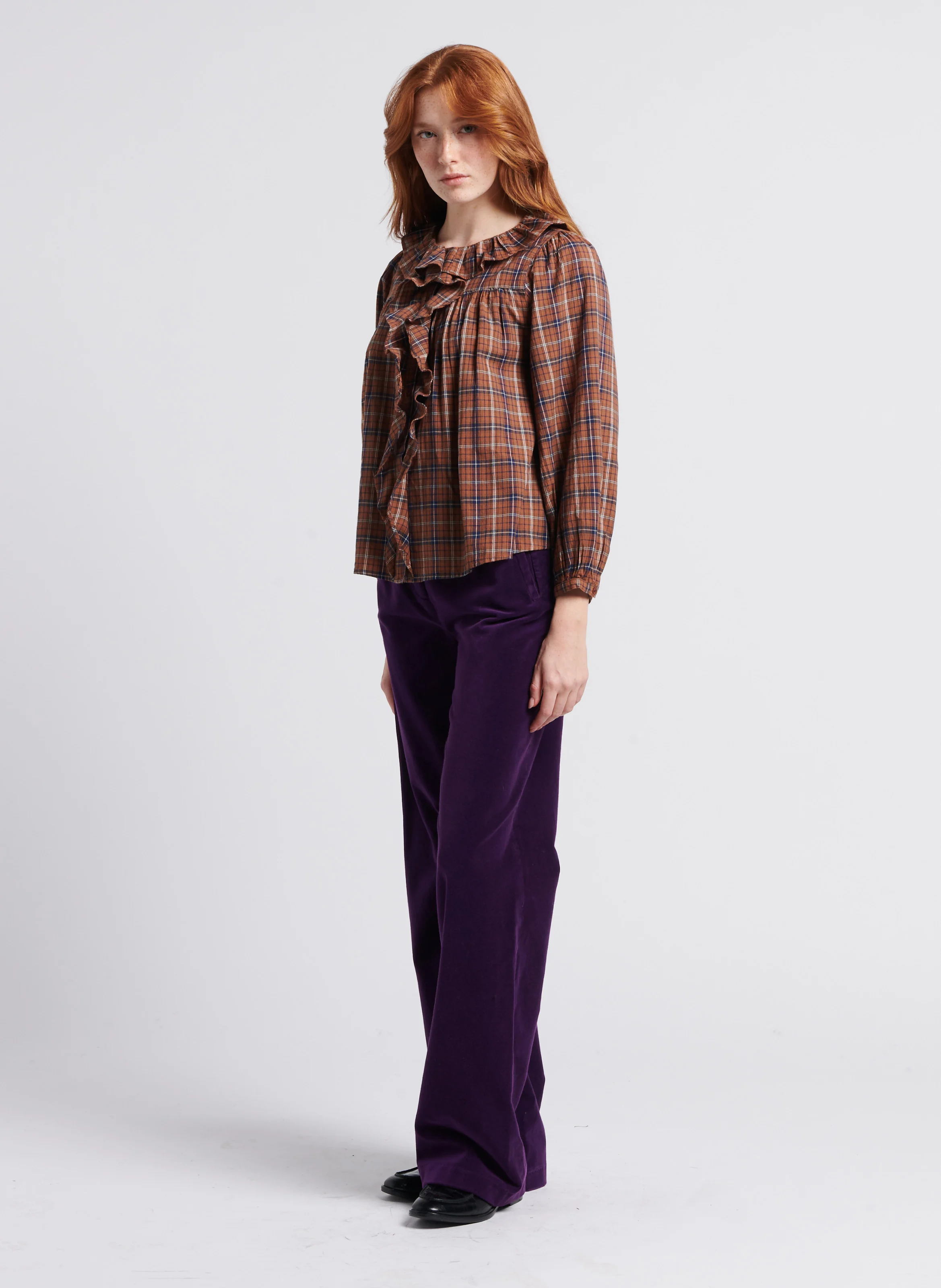 RIGA - Pantalon large en coton | Violet