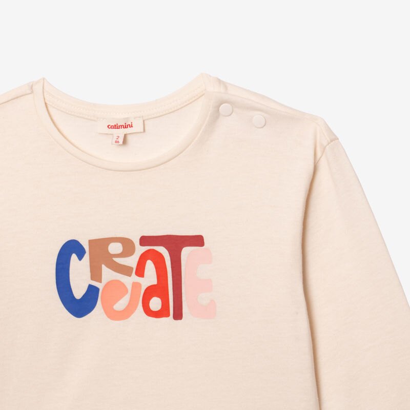 T-shirt bébé fille message blanc en coton recyclé Catimini Blanc