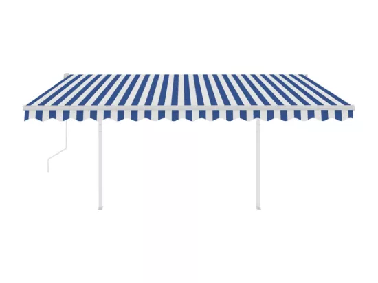 Auvent automatique capteur de vent/LED 4x3,5 m Bleu et blanc