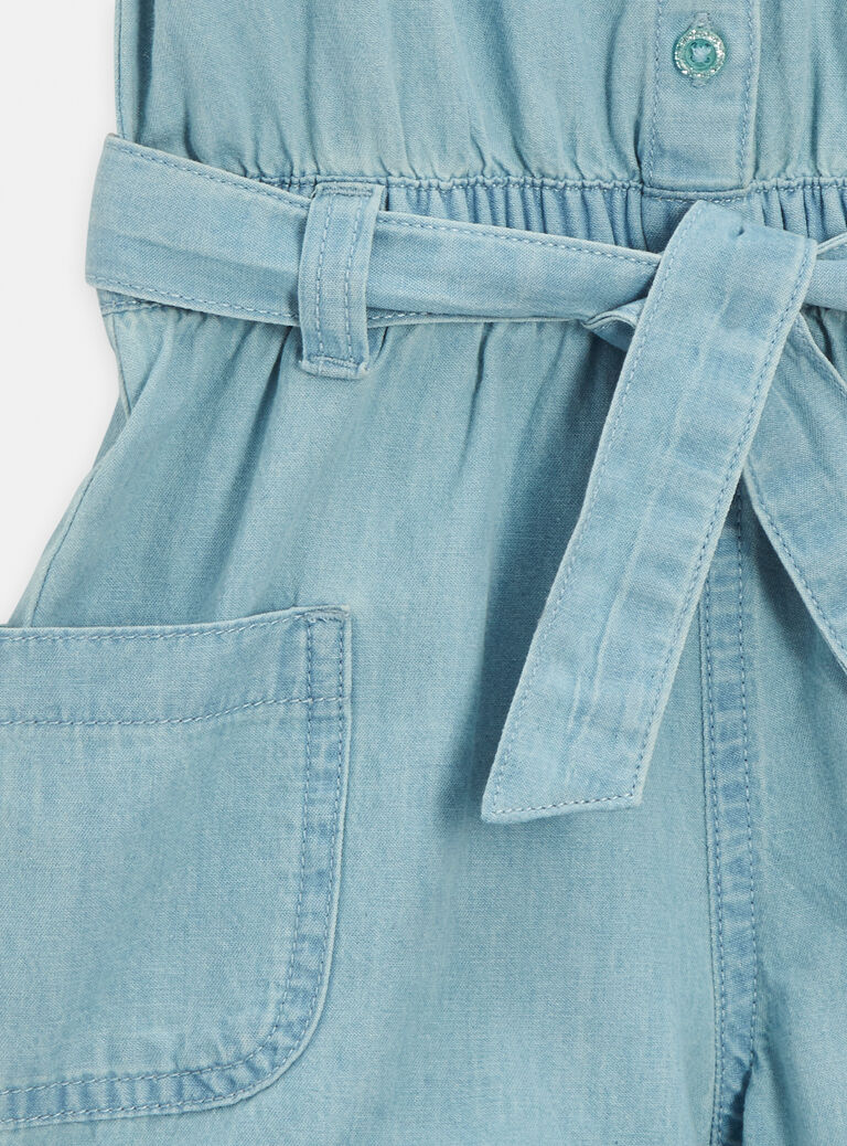 Combi-short effet denim bleu pour fille