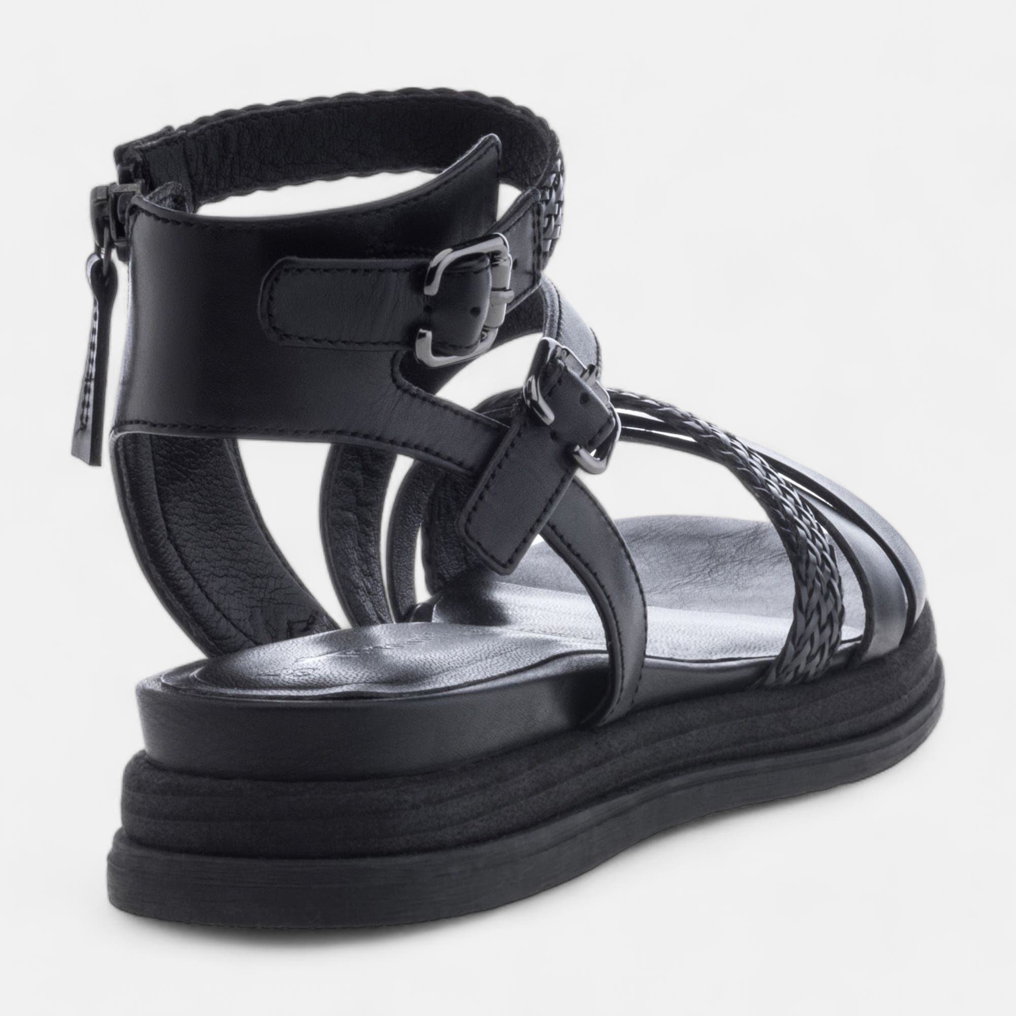 Sandales Femme en cuir noir