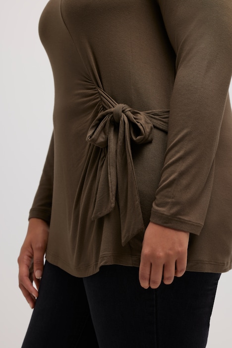 Shirt, Zierknoten, Classic, V-Ausschnitt, Langarm