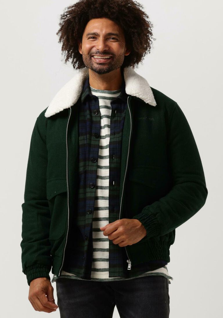 COLOURFUL REBEL donkergroene colourful rebel jack chase contrast collar jacket