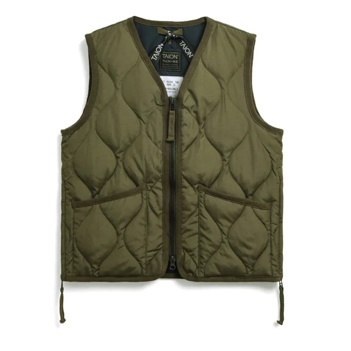 Taion Veste Zippée Sans Manches Matelassée Military | Vert olive