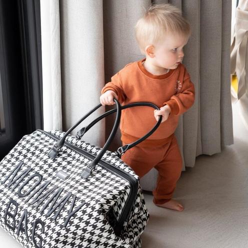 Sac à Langer Mommy Bag Pied de poule Noir - CHILDHOME