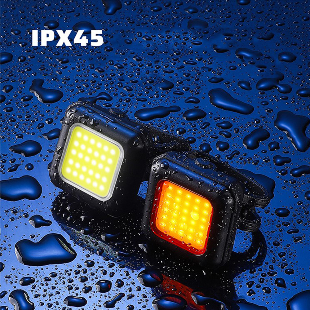 250mAh Wiederaufladbares USB Fahrrad Licht Velo COB LED Warnlicht IPX45 - Weiss / Rot