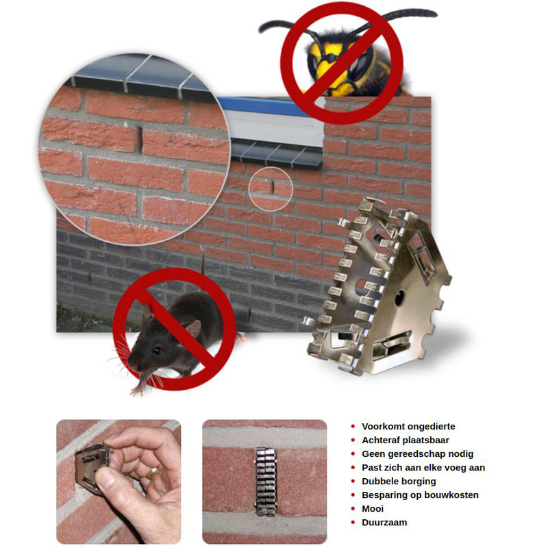 Bijenbekje stootvoegrooster RVS 50mm