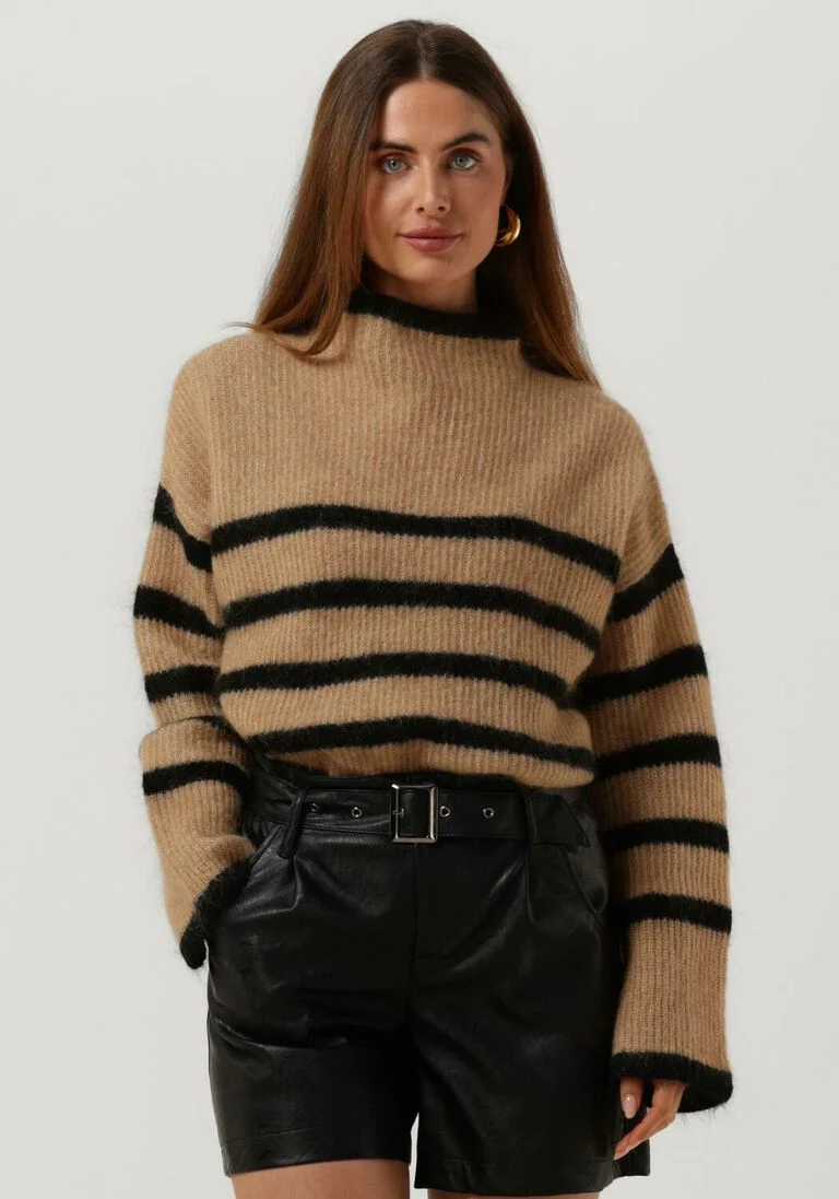 SECOND FEMALE camel second female trui ovalis knit t-neck