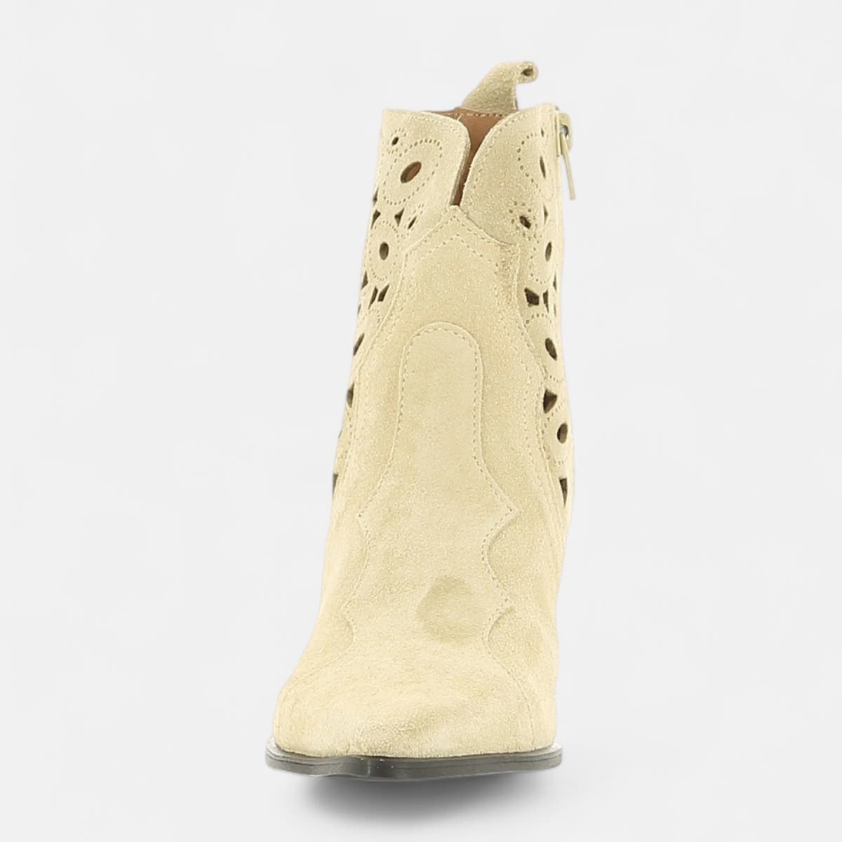 Santiags à talon Femme en cuir beige