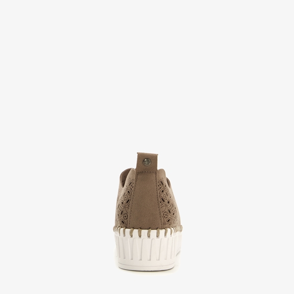 Hush Puppies dames instappers perforaties kaki