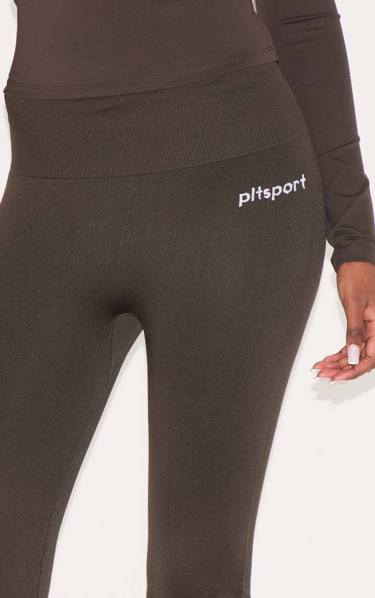 Espresso Pantalon De Yoga Évasé Taille Haute Avec Détails Côtelés Sans Couture Plt Sport