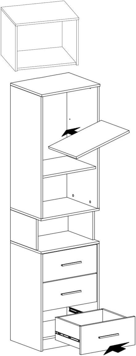 Marmex Grant Set 12A hohe Eckgarderobe, geräumiger Eckschrank Schrank mit Regal und Aufsätzen für den Flur Schlafzimmer Jugendzimmer Artisan+schwarz