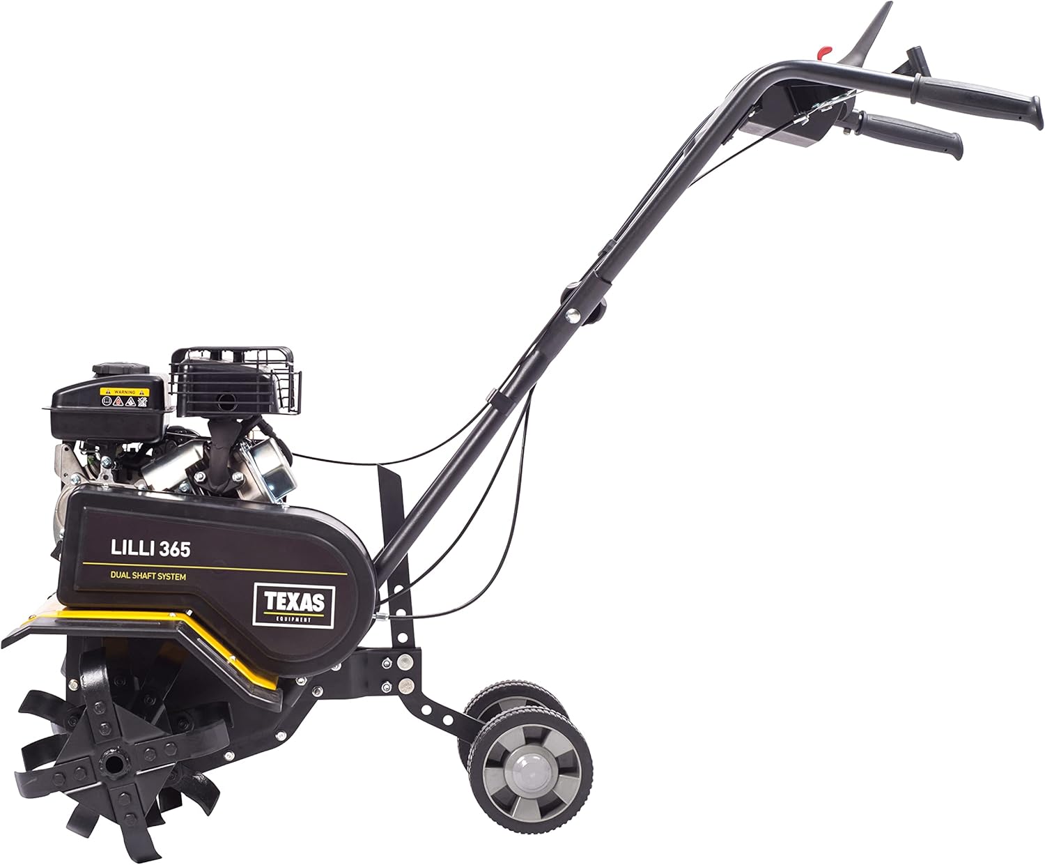 Texas Gartenfräse Motorhacke Bodenhacke Bodenfräse Rasenfräse Pflug Benzin mit Antrieb Lilli 365TG Dual-Shaft | 40-60 cm | 78,5 cm³ | 1400W | 1,9 PS | 26 cm Arbeitstiefe | 1 x Vorw. u. 1 x Rückw.