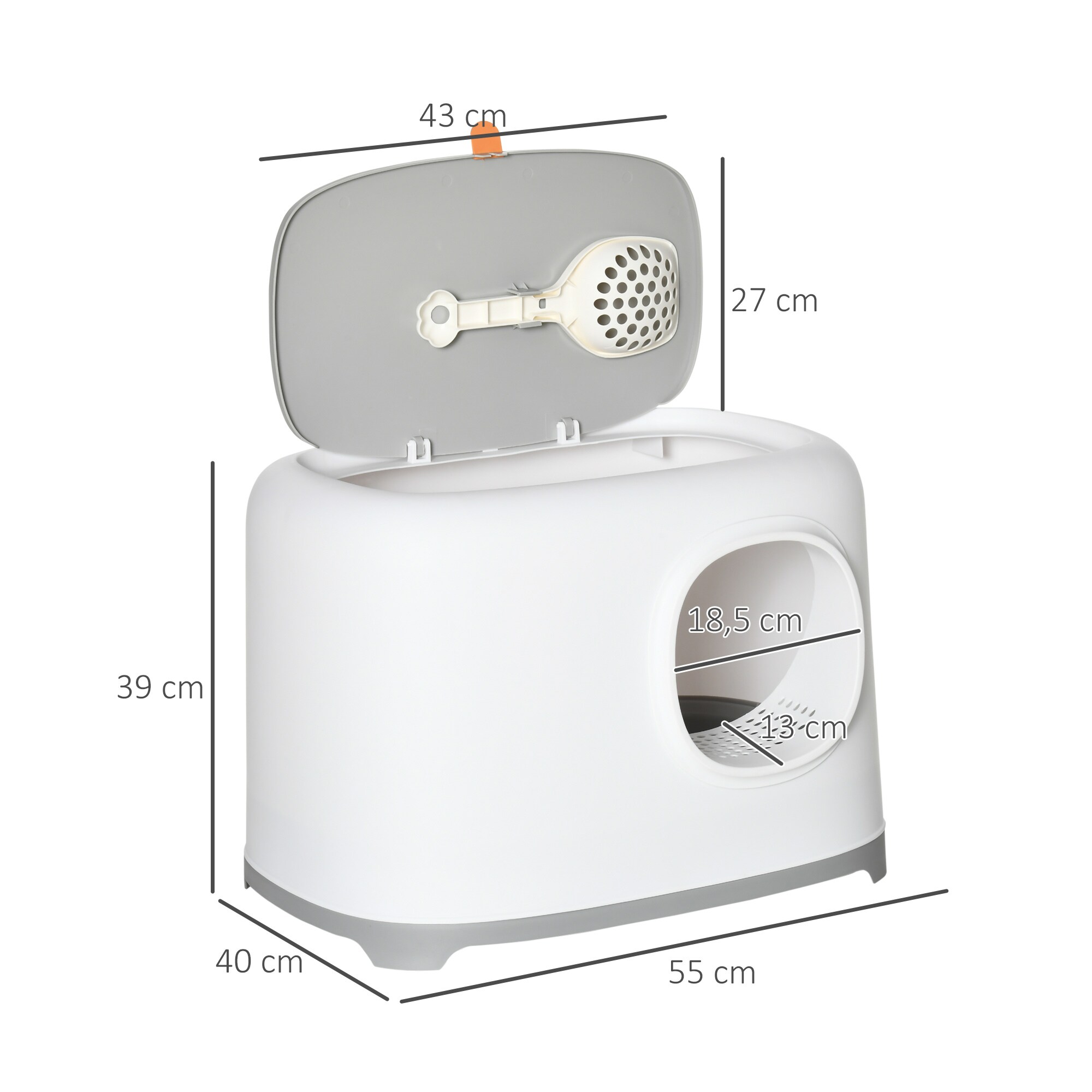PawHut Katzentoilette mit kompaktem Design bunt 55L x 40B x 39H cm