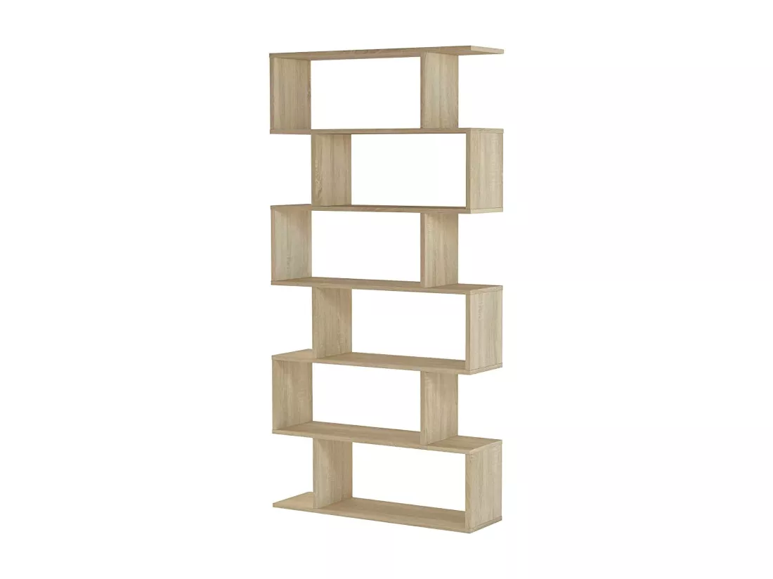Bibliothèque Djorone, Etagère de bureau polyvalente, Bibliothèque avec 5 étagères, 80x25h190 cm, Chêne
