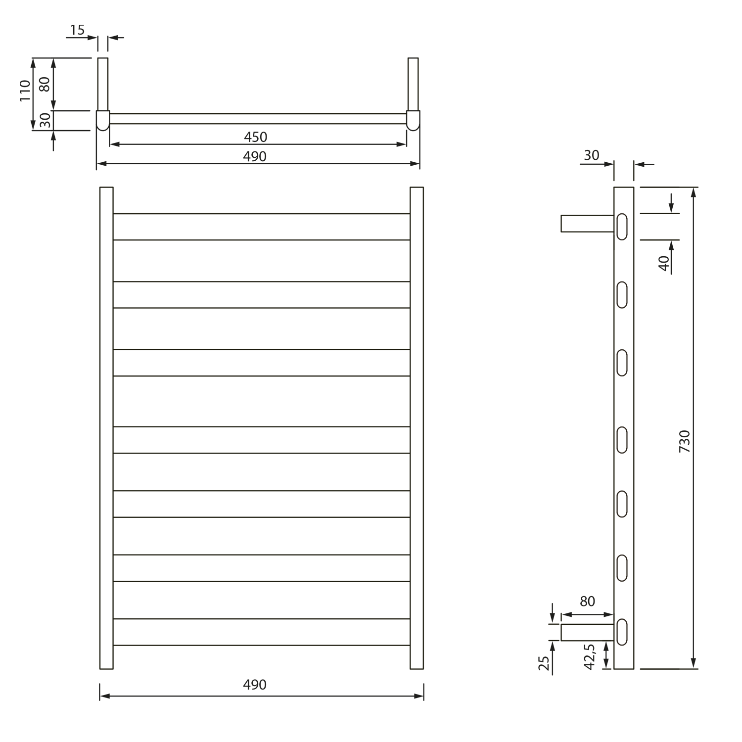 Sapho Elias elektrische radiator mat zwart 49x73cm 105W