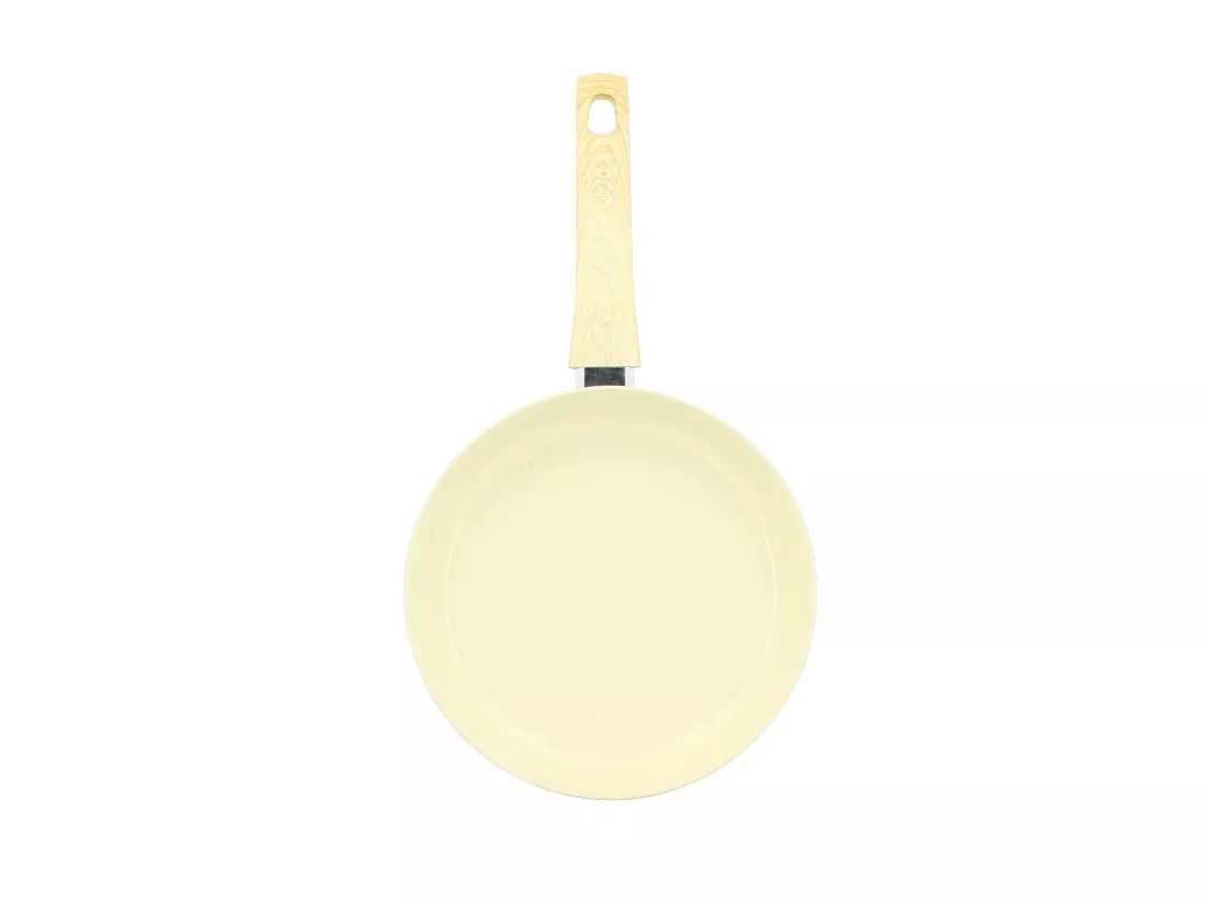 Menastyl - Set De 3 Poeles Colorama Creme - Poele 20/24 Et 28 Cm - En Aluminium - Revetement Antiadhesif En Ceramique