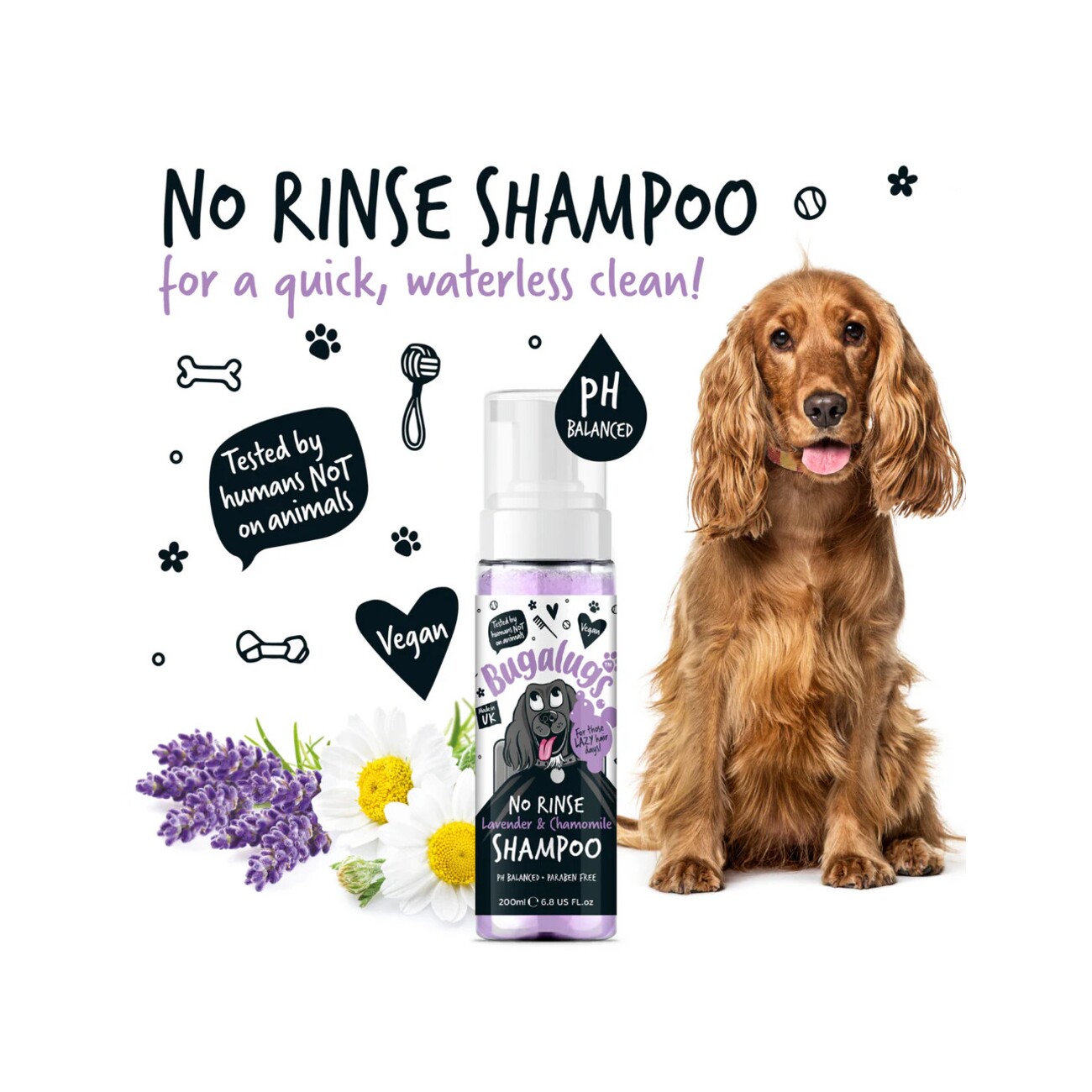 Bugalugs Lavendeltraum – No-Rinse Katzenshampoo mit Lavendel & Kamille