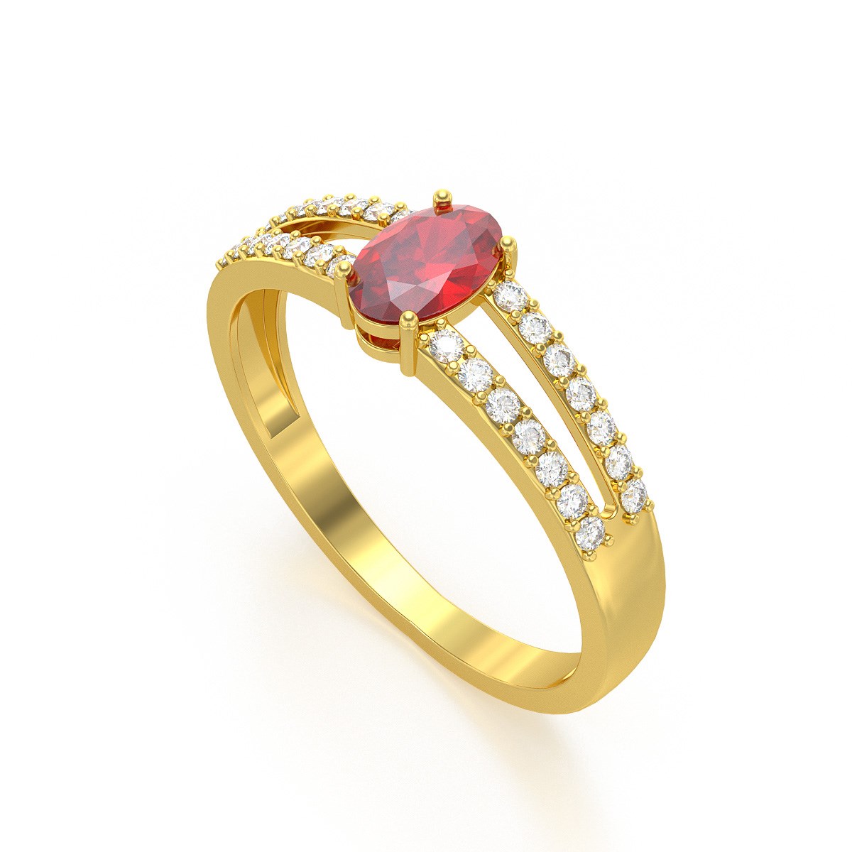 Bague ADEN Or 585 Jaune Rubis et diamants 2.102grs