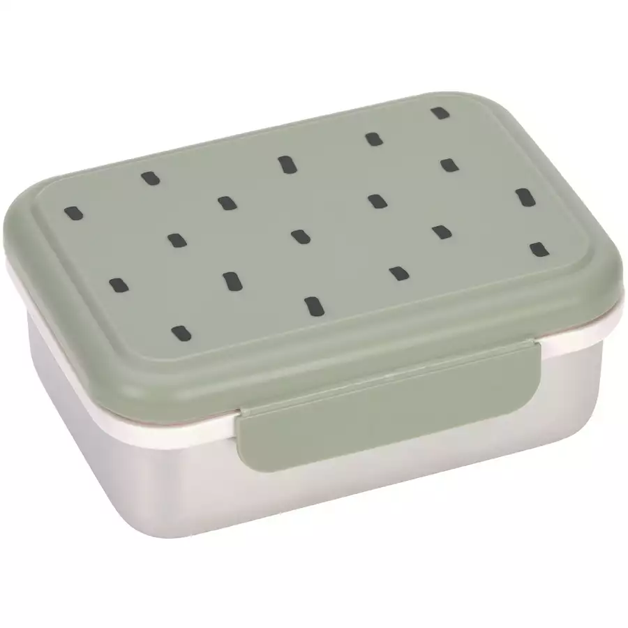 LÄSSIG Brotdose aus Edelstahl, Happy Prints light olive