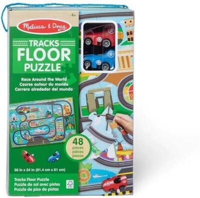 Melissa & Doug Racerbane Gulvpuslespill & Lekesett 48 Brikker