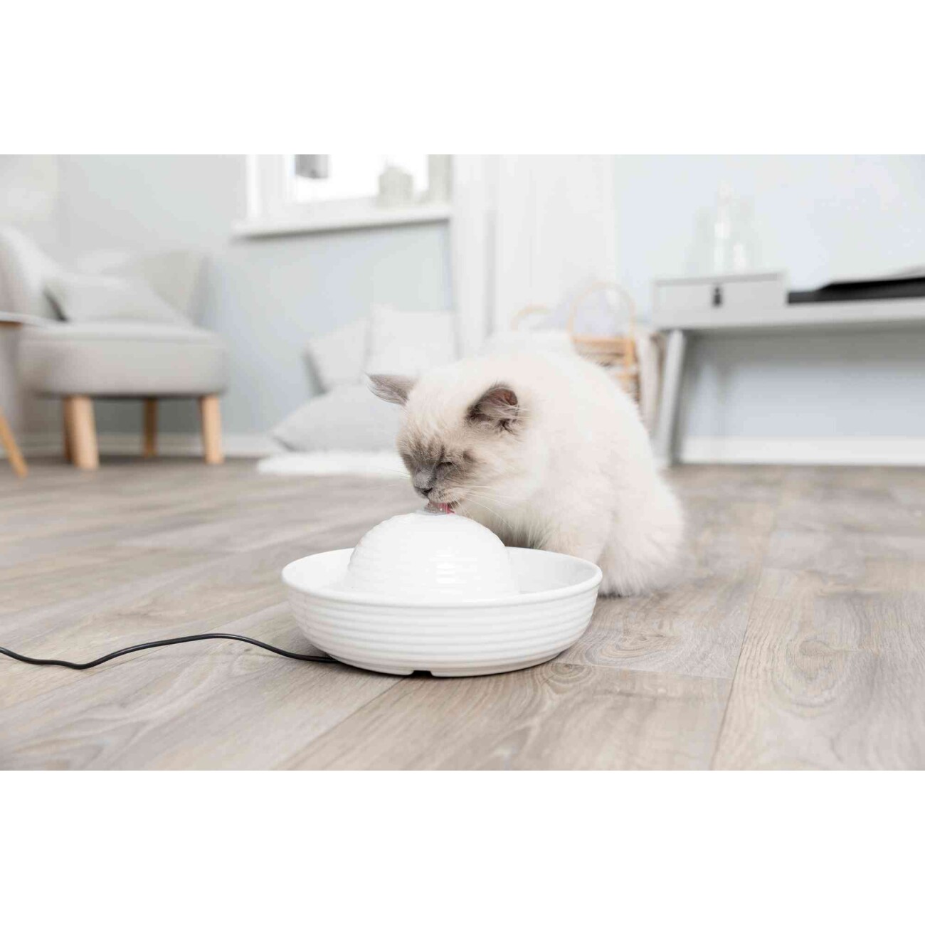 Trixie Trinkbrunnen Vital Flow Mini, Keramik, 0,8 l/ø 24×10 cm, weiß