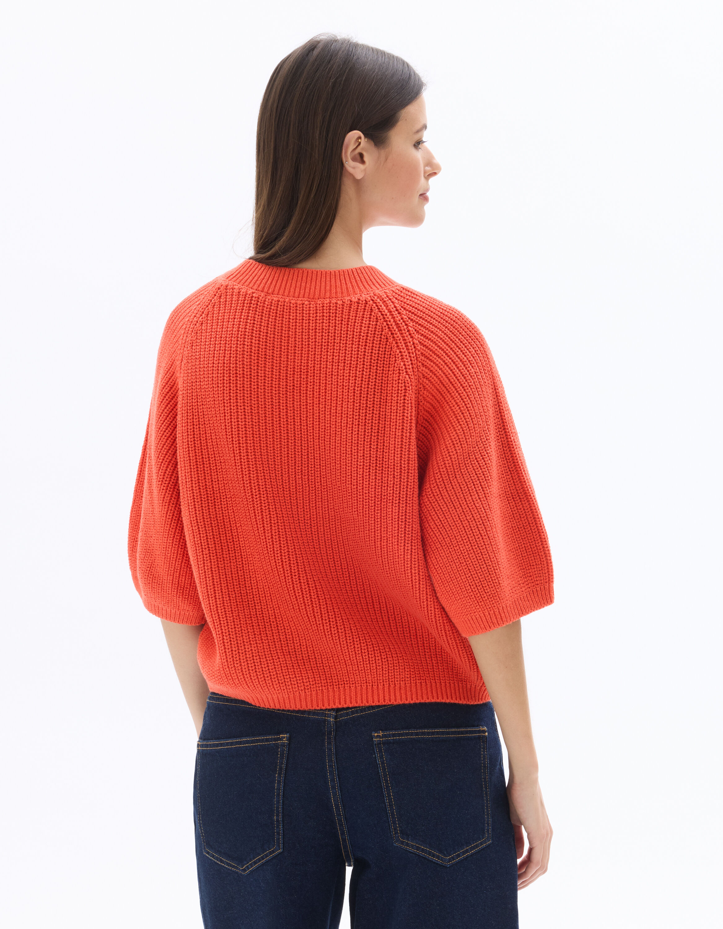 Pull oversize manches 3/4 - rouge