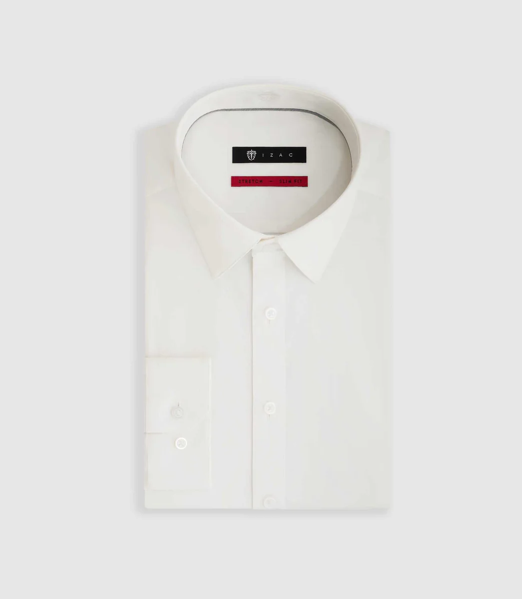 Chemise en popeline stretch écru 